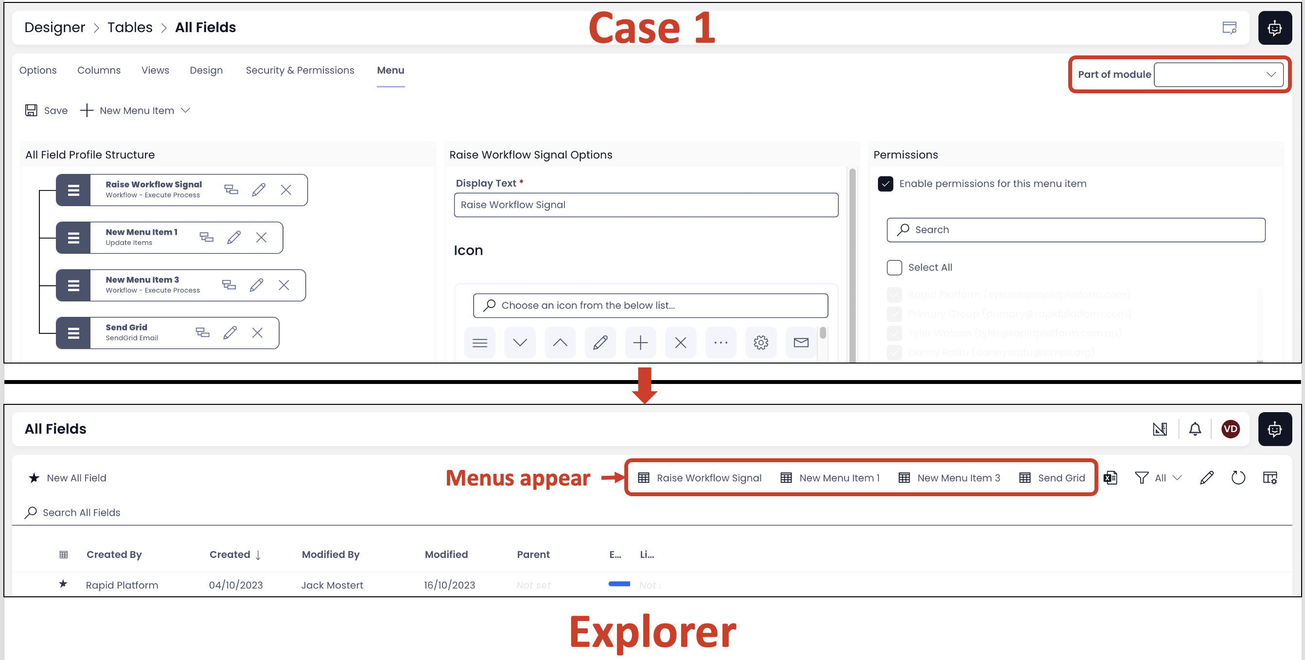 Image showing menus appear when not associated with any module